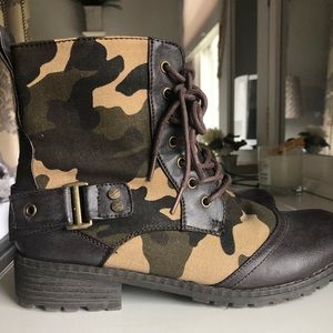 Worn one time combat boots